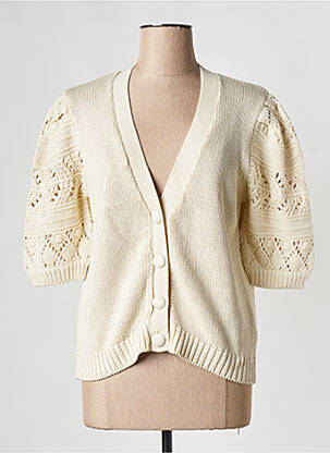 Gilet manches longues col v beige B.YOUNG femme