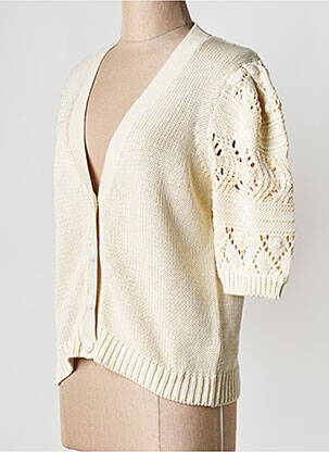 Gilet manches longues col v beige B.YOUNG femme