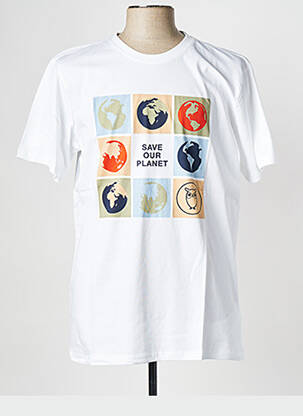 T-shirt col rond blanc KNOWLEDGE COTTON APPAREL homme