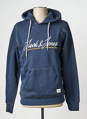 Sweat-shirt à capuche col rond bleu JACK & JONES homme