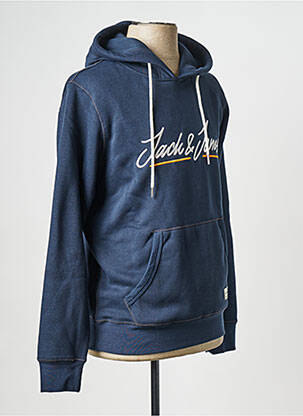 Sweat-shirt à capuche col rond bleu JACK & JONES homme