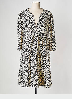 Robe courte col v beige BREAL femme