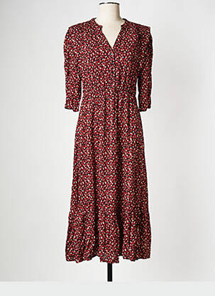 Robe mi-longue col v rouge BONOBO femme