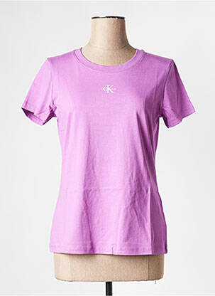 T-shirt col rond violet CALVIN KLEIN femme