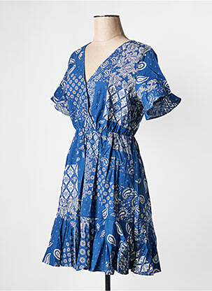 Robe courte col rond bleu GRACE & MILA femme