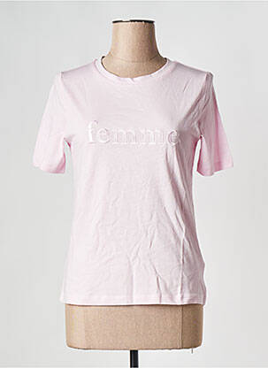 T-shirt col rond rose B.YOUNG femme