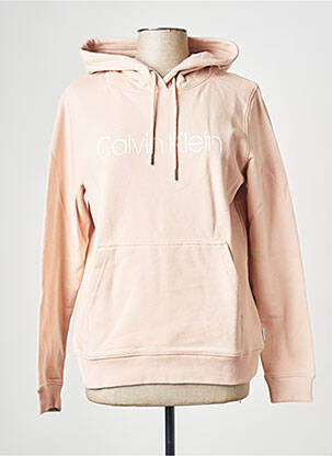Sweat-shirt à capuche col rond rose CALVIN KLEIN femme