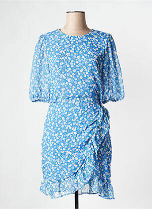 Robe courte col rond bleu NA-KD femme