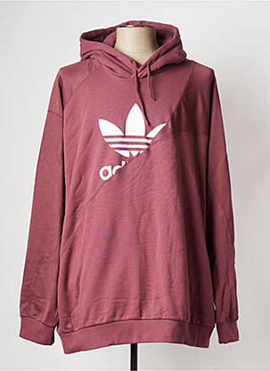 Sweat-shirt à capuche col rond rouge ADIDAS homme