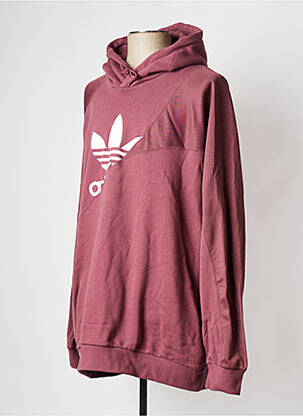 Sweat-shirt à capuche col rond rouge ADIDAS homme