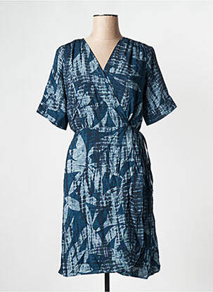 Robe courte col v bleu LA FEE MARABOUTEE femme
