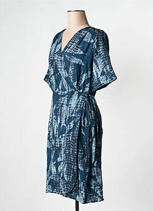 Robe courte col v bleu LA FEE MARABOUTEE femme
