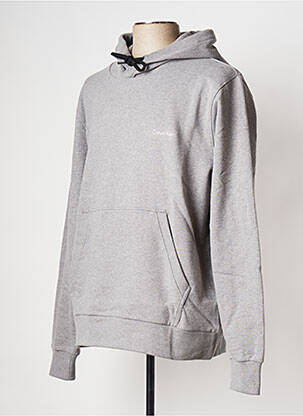 Sweat-shirt à capuche col rond gris CALVIN KLEIN homme