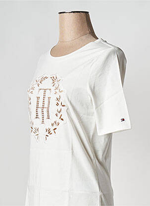 T-shirt col rond blanc TOMMY HILFIGER femme