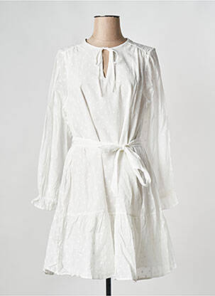 Robe courte col v blanc SELECTED femme