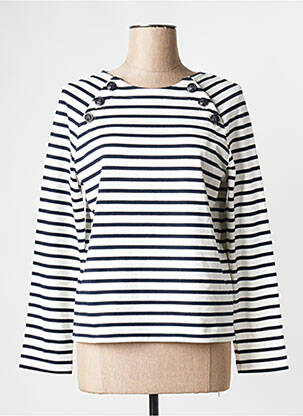 Pull col rond blanc PETIT BATEAU femme