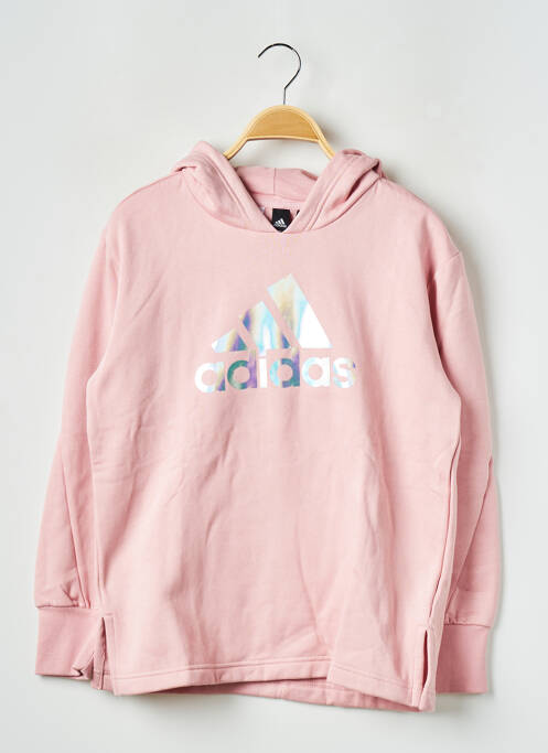 Sweat-shirt à capuche rose ADIDAS pour fille