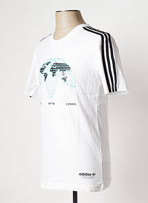 T-shirt col rond blanc ADIDAS homme
