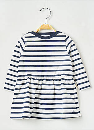 Robe mi-longue col rond blanc PETIT BATEAU fille