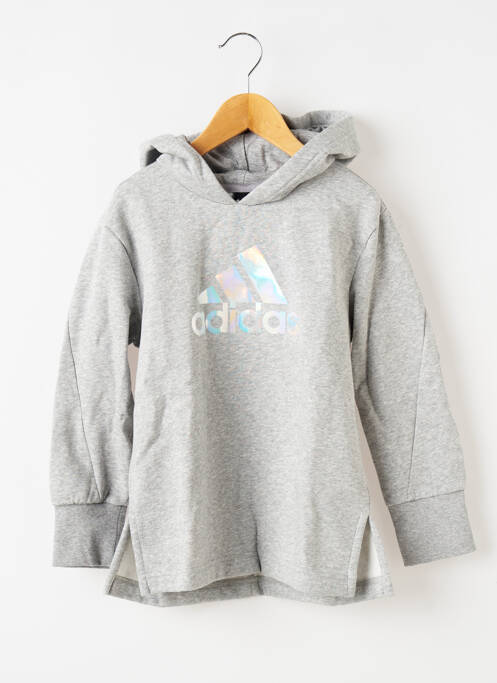 Sweat-shirt à capuche gris ADIDAS pour fille