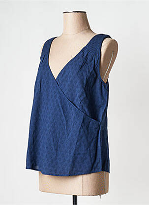 Top col v bleu EKYOG femme