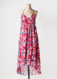 Robe mi-longue col v rose IKKS femme