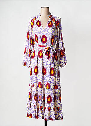 Robe longue col v violet STELLA FOREST femme