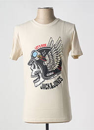 T-shirt col rond beige JACK & JONES homme