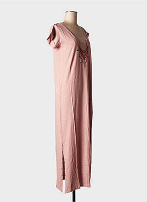 Robe longue col v rose LEON & HARPER femme
