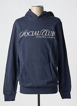 Sweat-shirt à capuche col rond bleu JACK & JONES homme