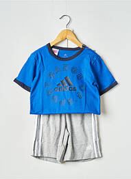 Ensemble short col rond bleu ADIDAS enfant