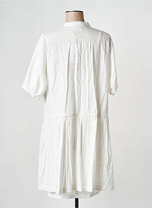 Robe courte col rond blanc ICHI femme