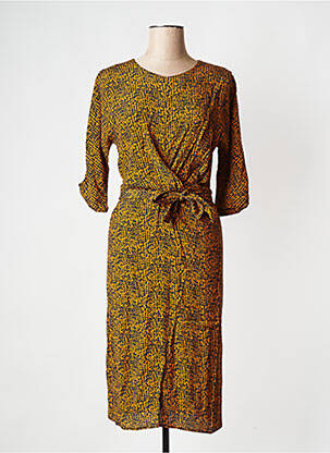 Robe courte col rond marron LA FEE MARABOUTEE femme