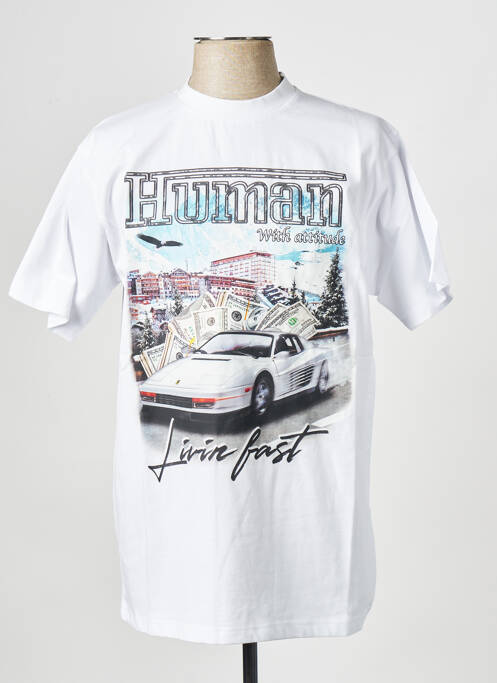T-shirt blanc HUMAN WITH ATTITUDE pour homme