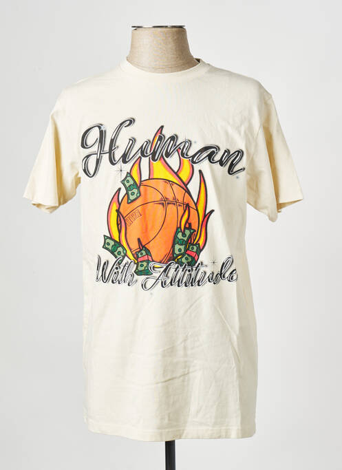 T-shirt beige HUMAN WITH ATTITUDE pour homme