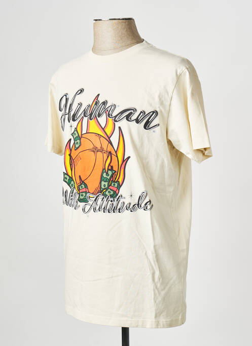 T-shirt beige HUMAN WITH ATTITUDE pour homme