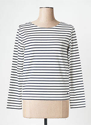 Pull col rond blanc PETIT BATEAU femme