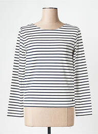 Pull col rond blanc PETIT BATEAU femme