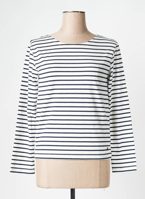 Pull col rond blanc PETIT BATEAU femme