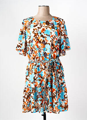 Robe courte col rond orange SEE U SOON femme