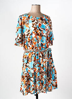 Robe courte col rond orange SEE U SOON femme