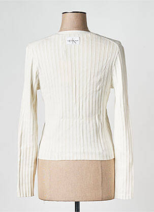 Gilet manches longues col v blanc CALVIN KLEIN femme
