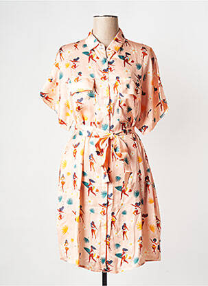 Robe courte col v rose WILD femme