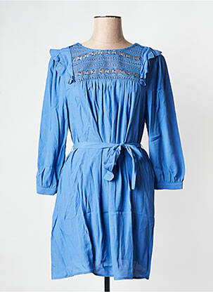 Robe courte col rond bleu SEE U SOON femme
