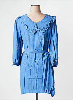 Robe courte col rond bleu SEE U SOON femme