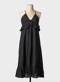 Robe mi-longue col v noir SEE U SOON femme