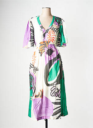 Robe longue col v violet STELLA FOREST femme