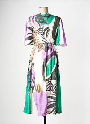 Robe longue col v violet STELLA FOREST femme
