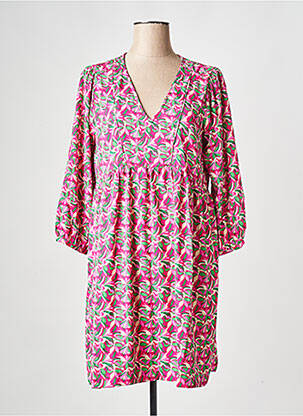 Robe courte col v rose AN' GE femme