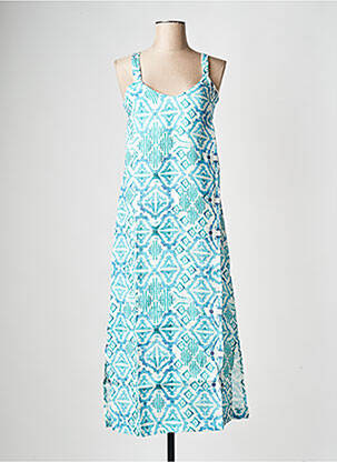 Robe mi-longue col v bleu LA FEE MARABOUTEE femme